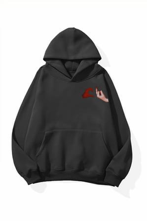 Unisex Yumuşak Dokulu Aşka Hayır Baskılı Tasarım Oversize 3 İplik Hoodie Sweatshirt