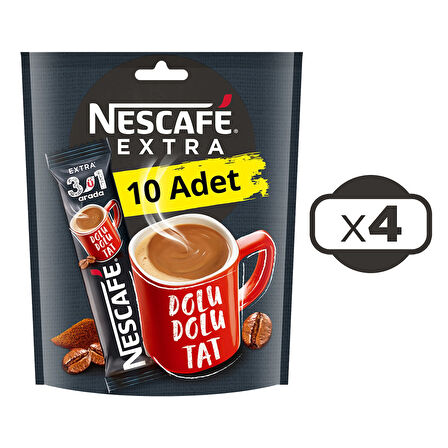Nescafe 3ü1 Arada Extra 10'lu Ekonomik Paket X 4 Adet