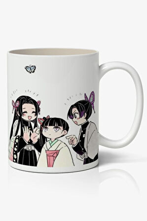 Kanae Kocho Arkadaşlar Karakterler Tasarımlı Anime Baskılı Beyaz Kupa Bardak