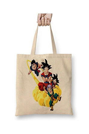 Son Goku Dragon Ball Bez Çanta Uzun Saplı Alışveriş Çantası Plaj Çantası