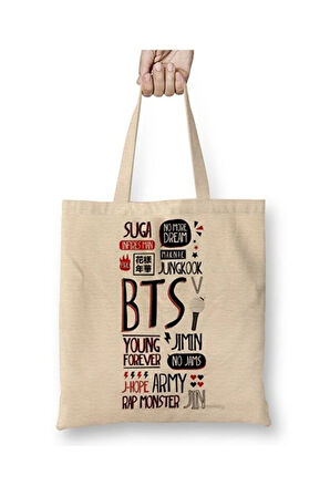 Bts Jungkook Bez Çanta Uzun Saplı Alışveriş Çantası Plaj Çantası