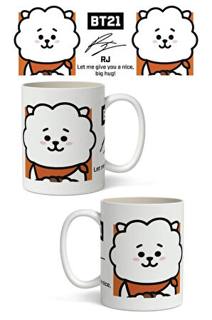 Bts BT21 RJ  Temalı Beyaz Kupa Bardak Sevgiliye Arkadaşa Hediye