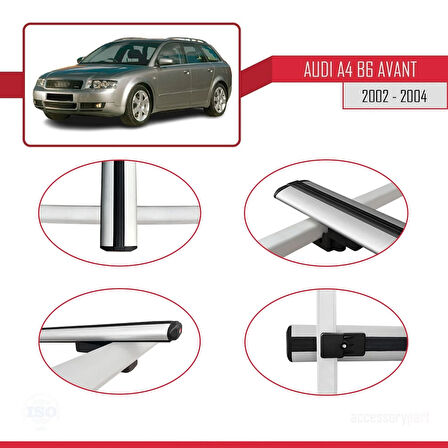 A4 (B6) Avant 2002-2004 Arası ile Uyumlu BASIC Model Ara Atkı Tavan Barı Gri 3 Adet