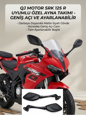 SRK 125 R Uyumlu Geniş Açı Motor Aynası Sağ Ve Sol Takım - Ayarlanabilir Dikiz Aynası Supermto