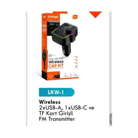Araç Şarj Lkw1 2 USB A+ USB C Hızlı Araç Şarjı Cihazı Çakmaklık Tf Kart Girişli Fm Transmiter