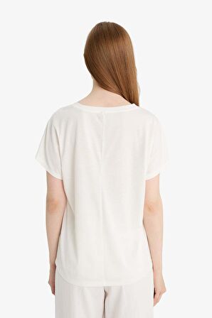 Regular Fit Bisiklet Yaka Baskılı Kısa Kollu Tişört