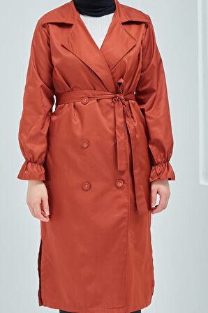 Kolu Lastik Detaylı Trenç MDR10067 Kahve