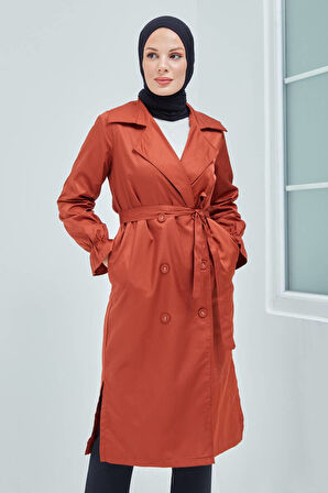 Kolu Lastik Detaylı Trenç MDR10067 Kahve