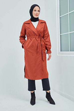 Kolu Lastik Detaylı Trenç MDR10067 Kahve