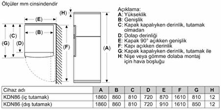 BOSCH KDN86AWE0N NO FROST XXL SOĞUTUCU