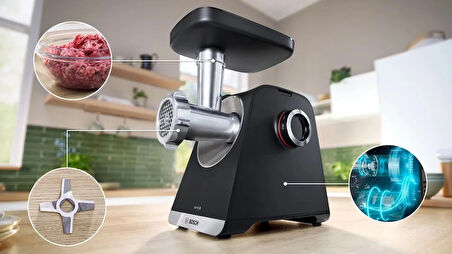 MFWS682B Serie 6 Gıda Kıyma Makinesi MultiPower 2100 W Siyah, Metalik gümüş
