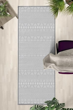 Ehl 172açık Gri Beyaz Salon Mutfak Yatak Odası Dijital Baskı Yolluk Halı
