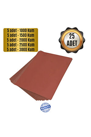 25 Adet-Su Zımparası Kağıdı Far Temizleme-Parlatma İnce-Kalın Kum Seti-1000-1500-2000-2500-3000 Kum