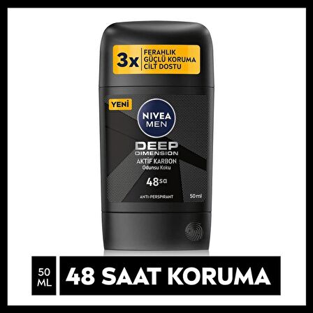 NIVEA Men Erkek Stick Deodorant Deep Dimension, 48 Saat Anti-perspirant Koruma ,50ml