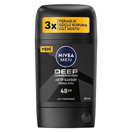 NIVEA Men Erkek Stick Deodorant Deep Dimension, 48 Saat Anti-perspirant Koruma ,50ml