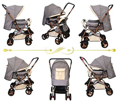 Vavbaby Dual Comfort Line Çift Yönlü Bebek Arabası Bej-Gold