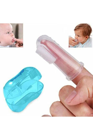Babyjem Silikon Bebek Parmak Diş Kaşıyıcı Fırçası ( Mavi, Silikon)