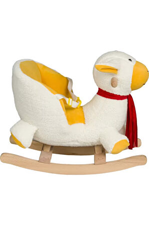 VaVbaby Sallanan At Ahşap Peluş Yumuşak - Kuzu Beyaz