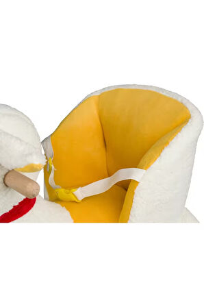 VaVbaby Sallanan At Ahşap Peluş Yumuşak - Kuzu Beyaz