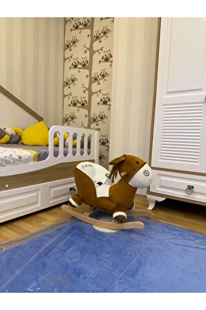 VaVbaby Sallanan At Ahşap Peluş Yumuşak - Eşek Kahverengi