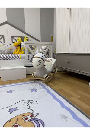 VaVbaby Sallanan At Ahşap Peluş Yumuşak - Eşek Gri