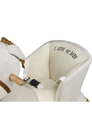 VaVbaby Sallanan At Ahşap Peluş Yumuşak - Eşek Krem