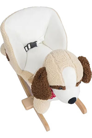 VaVbaby Sallanan At Ahşap Peluş Yumuşak - Köpek Latte