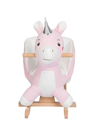 VaVbaby Sallanan At Ahşap Peluş Yumuşak - Unicorn Fuşya