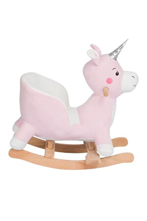 VaVbaby Sallanan At Ahşap Peluş Yumuşak - Unicorn Fuşya