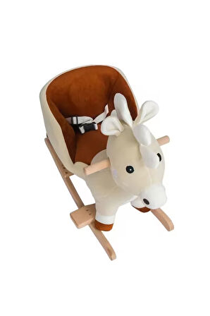 VaVbaby Sallanan At Ahşap Peluş Yumuşak - Geyik Ekru