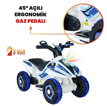 VaVbaby Crazy Cross Akülü Motor ATV 6v Beyaz-Mavi