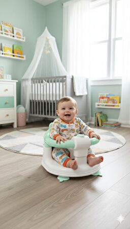 VaVbaby Önden Açılır Bebek Banyo & Bebek Mama Oturağı Mint Yeşili