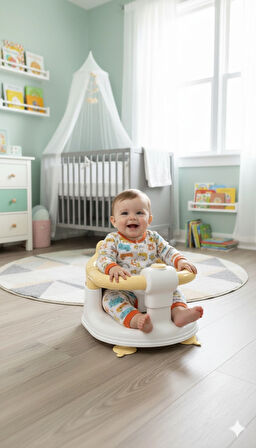 VaVbaby Önden Açılır Bebek Banyo & Bebek Mama Oturağı Sarı