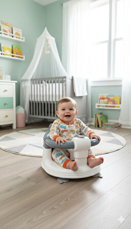 VaVbaby Önden Açılır Bebek Banyo & Bebek Mama Oturağı Gri