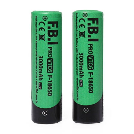 F.B.I VTC6 18650 3.7V 3000mAh 30A Li-ion Şarjlı Pil + Pil Taşıma Kutusu 2&apos;li SET