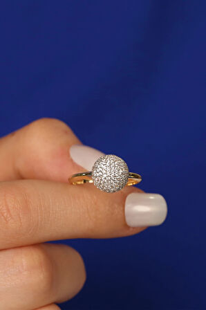 Yuvarlak Taşlı Altın Yüzük