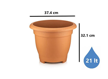 Omnipazar SO-VHS6 Dekoratif Vaha Saksı İç ve Dış Mekan 21 lt Kiremit 6 Adet