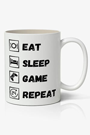 Game Döngü Eat Sleep Game Repeat Beyaz Kupa Bardak