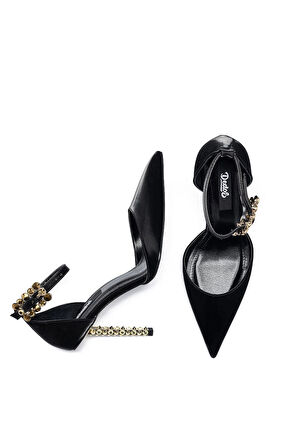 Yüksek Topuklu Taş İşlemeli Şık Tokalı Abiye Ayakkabı 425