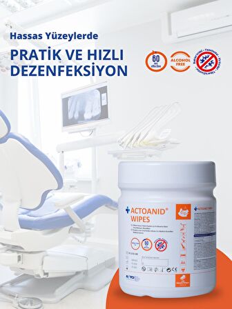 ACTOANID® WIPES 100 mendil | Alkole Hassas Yüzeyler İçin Kullanıma Hazır Dezenfeksiyon Mendili