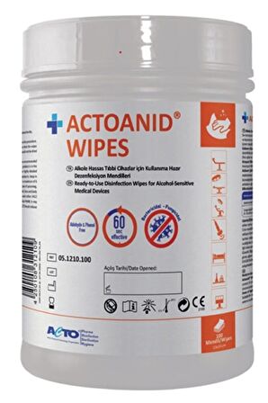 ACTOANID® WIPES 100 mendil | Alkole Hassas Yüzeyler İçin Kullanıma Hazır Dezenfeksiyon Mendili