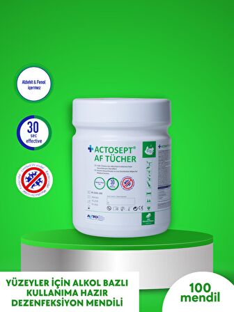 ACTOSEPT® AF TÜCHER 100 mendil | Yüzeyler İçin Alkol Bazlı Kullanıma Hazır Dezenfeksiyon Mendili