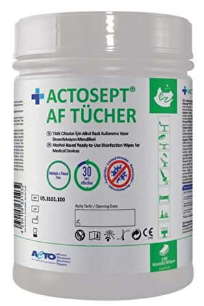 ACTOSEPT® AF TÜCHER 100 mendil | Yüzeyler İçin Alkol Bazlı Kullanıma Hazır Dezenfeksiyon Mendili