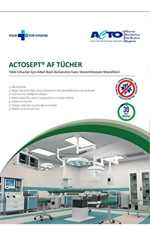 ACTOSEPT® AF TÜCHER 100 mendil | Yüzeyler İçin Alkol Bazlı Kullanıma Hazır Dezenfeksiyon Mendili