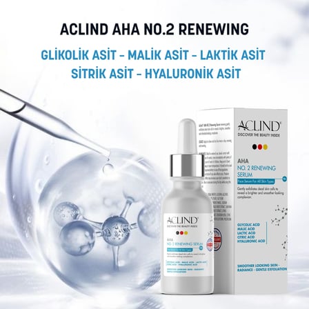 Aclind AHA No:2 Yenileyici Peeling Serumu - Glikolik Asit İçerikli Leke Karşıtı ve Arındırıcı 30 ml