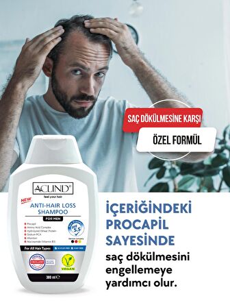 ACLIND® ANTI-HAIR LOSS SHAMPOO For Men 300 ml | Erkekler İçin Saç Dökülmesine Karşı Etkili Şampuan