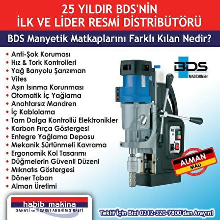 BDS (Alman Malı) MAB 100K 1050W, 30mm Profesyonel Manyetik Matkap