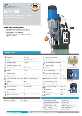 BDS Maschinen MAB 485  1150 W, 40 mm Profesyonel Manyetik Matkap