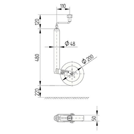 Knott 48mm 150Kg Karavan/Römork Pilot Tekeri