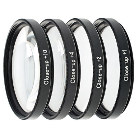 Ayex 77mm Close-Up Filtre Seti – 4’lü (+1, +2, +4, +10) | Optik Cam, Metal Çerçeve, Taşıma Çantalı
